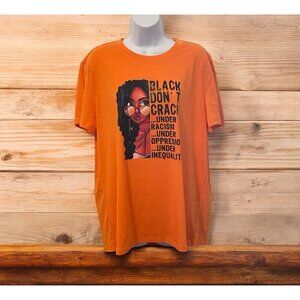 Womens Print T Shirt Black Don't Crack Size XXL Orange Black Short Sleeve